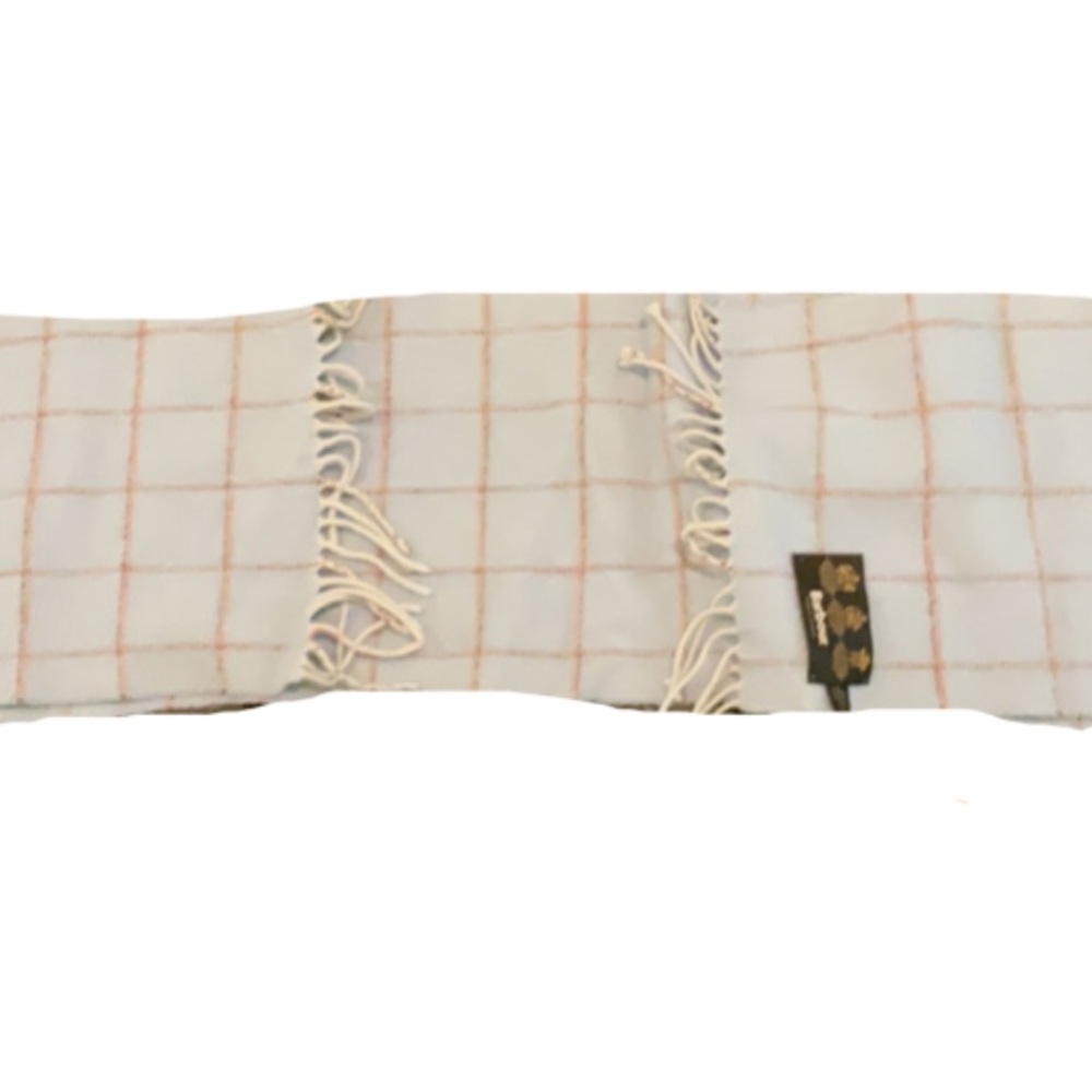 Barbour Pale blue scarf with white fringes